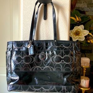 Coach Black patent diaper bag.